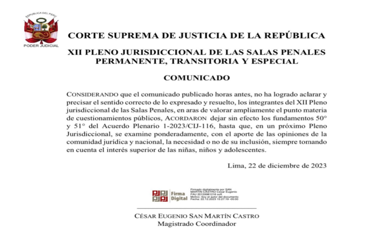Los Acuerdos Plenarios contradictorios sobre la violencia hacia la mujer de la Corte Suprema